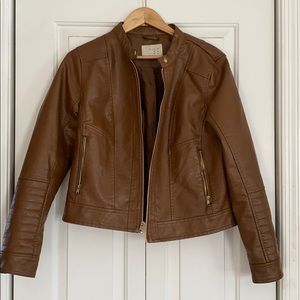 Faux leather brown jacket